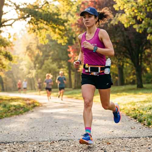 Coureuse en sortie longue en parc